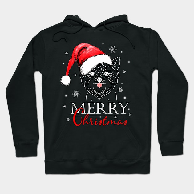 Merry Christmas Yorkshire Santa Gift For Dog Lover Hoodie by ROMANSAVINRST